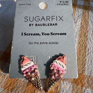 NWT SugarFix by Baublebar I Scream, You Scream Ice Cream Cone Stud Earrings